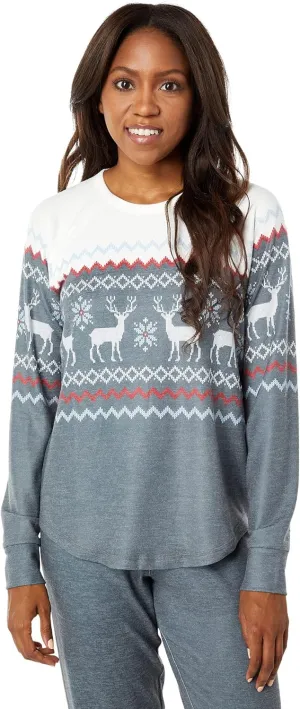 PJ Salvage Women's Loungewear Family Fairisle Long Sleeve Top
