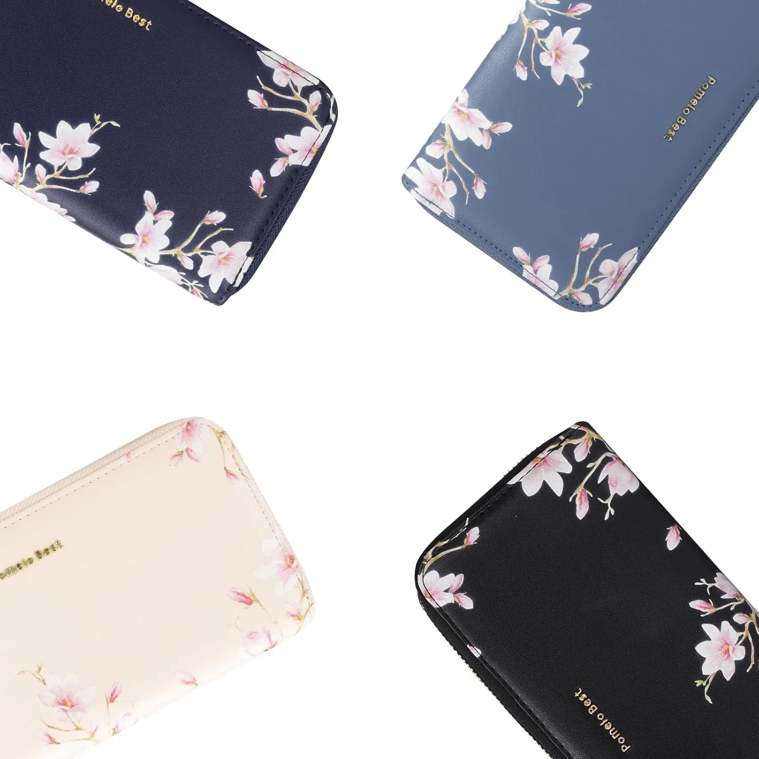 Pomelo Best Womens Wallet RFID Blocking Leather Multi Credit Card Large Capacity Zip Around Wallets Clutch Wristlet Travel Long Purse for Women Blue