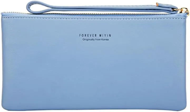 PORRASSO Wristlet Bag Touch Screen Phone Bag Portable Wallet Women's Clutch Purse PU Wallet Blue