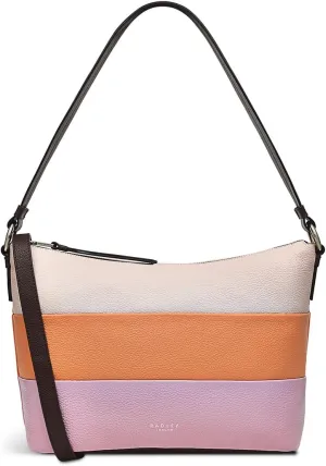 RADLEY London Lyme Terrace Stripe Womens Medium Leather Shoulder Bag, Clay Pink