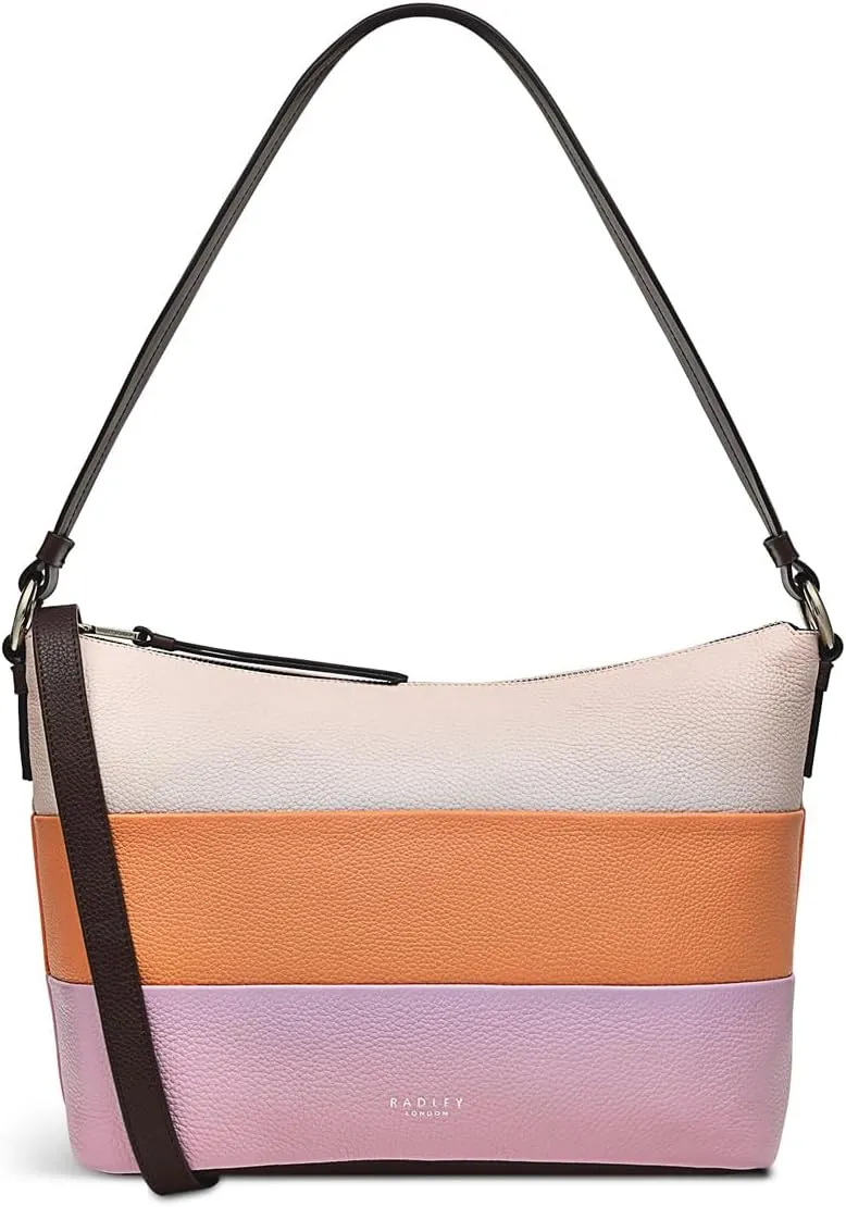 RADLEY London Lyme Terrace Stripe Womens Medium Leather Shoulder Bag, Clay Pink