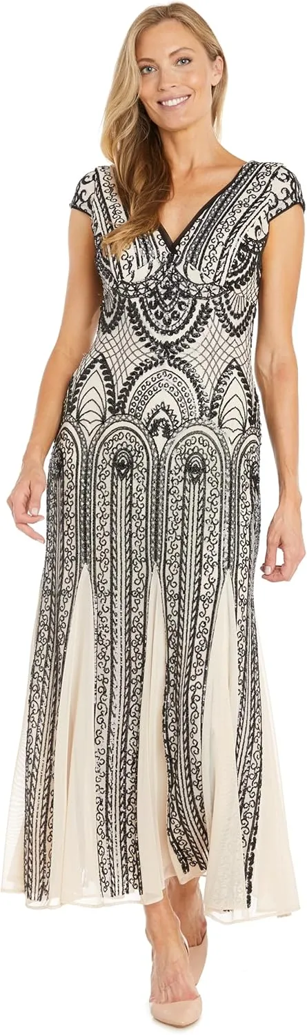 R&M Richards Women's Champagne Noir Glamour Gown
