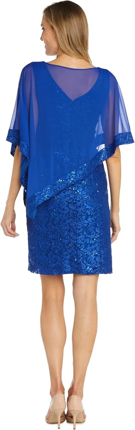 R&M Richards Womens Plus Chiffon Embellished Cocktail and Party Dress