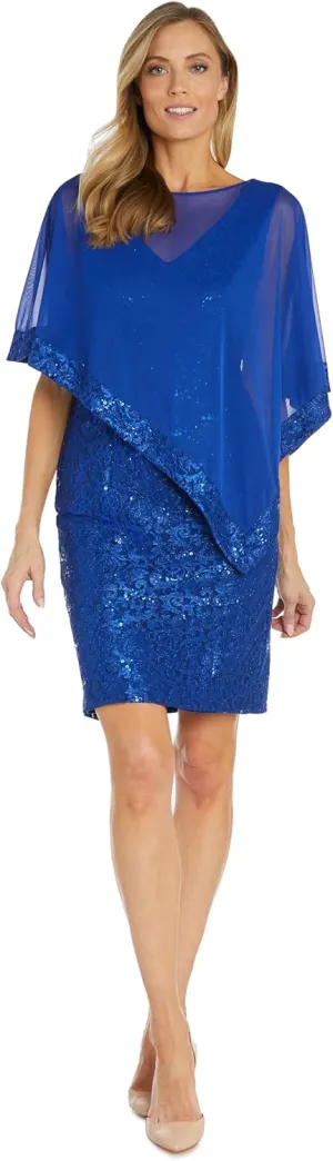 R&M Richards Womens Plus Chiffon Embellished Cocktail and Party Dress