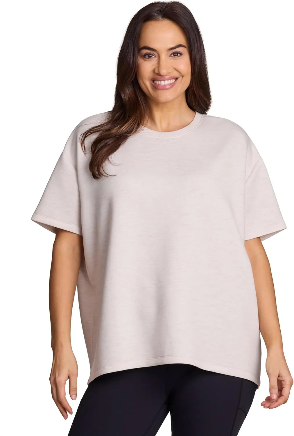 RBX Oversized T-Shirt for Women, Luxe Athleisure Fabric Loungewear Short Sleeve Workout Top with Plus Sizes