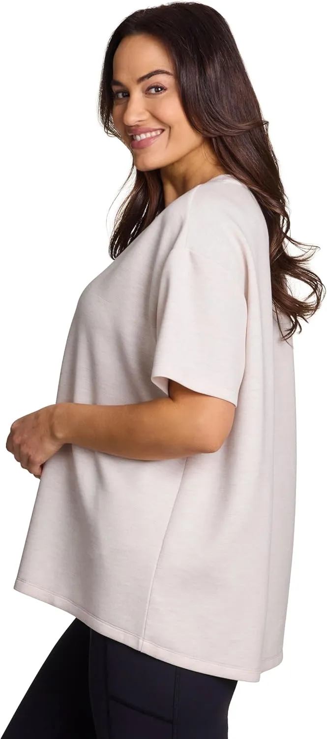 RBX Oversized T-Shirt for Women, Luxe Athleisure Fabric Loungewear Short Sleeve Workout Top with Plus Sizes