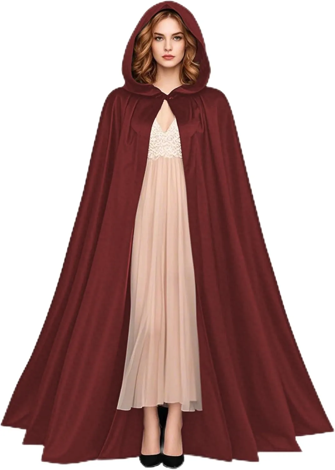 Renaissance Hooded Cape Viking Medieval Cape with Hood Halloween Victorian Cloak Poncho Full Length
