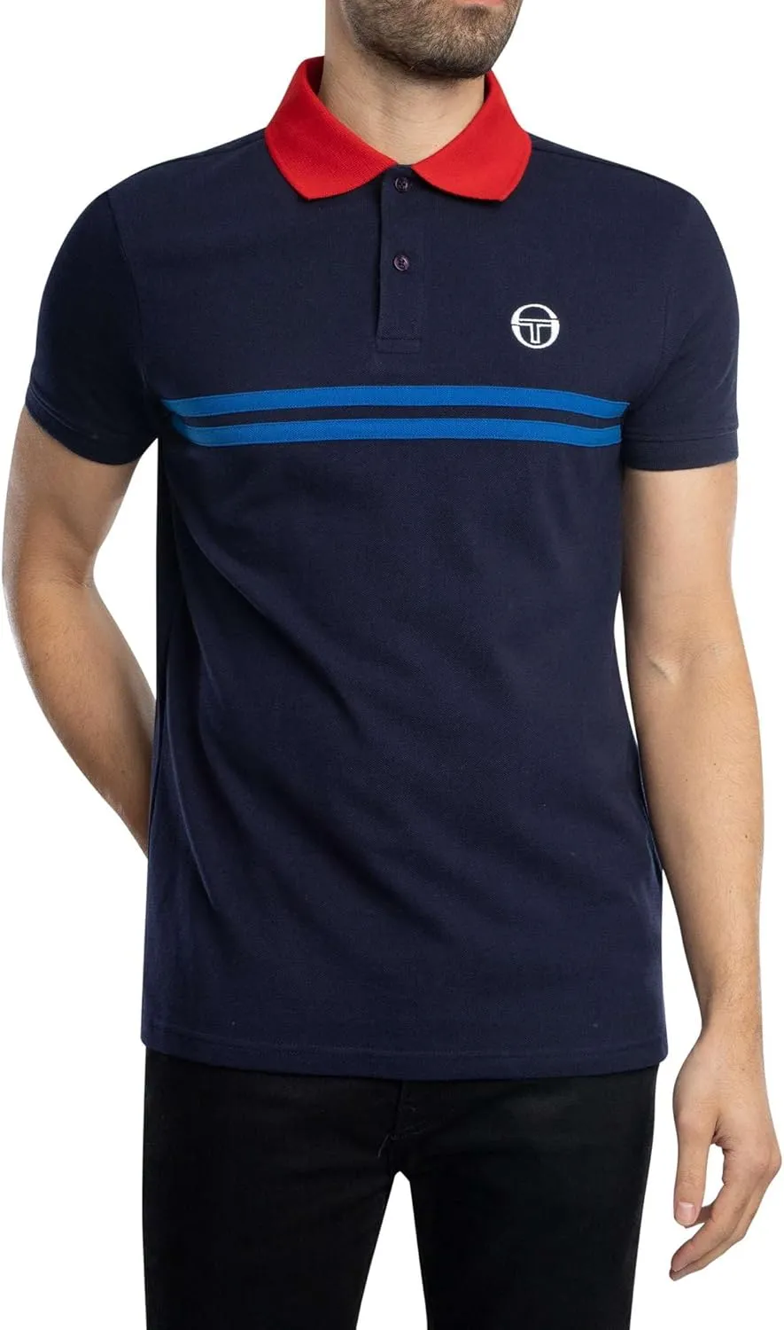 Sergio Tacchini Men's Supermac Polo Shirt, Maritime Blue/Adrenaline Rush/Nautical