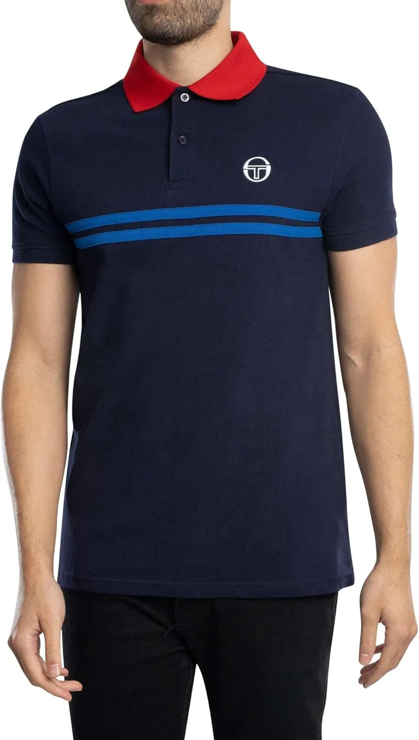 Sergio Tacchini Men's Supermac Polo Shirt, Maritime Blue/Adrenaline Rush/Nautical