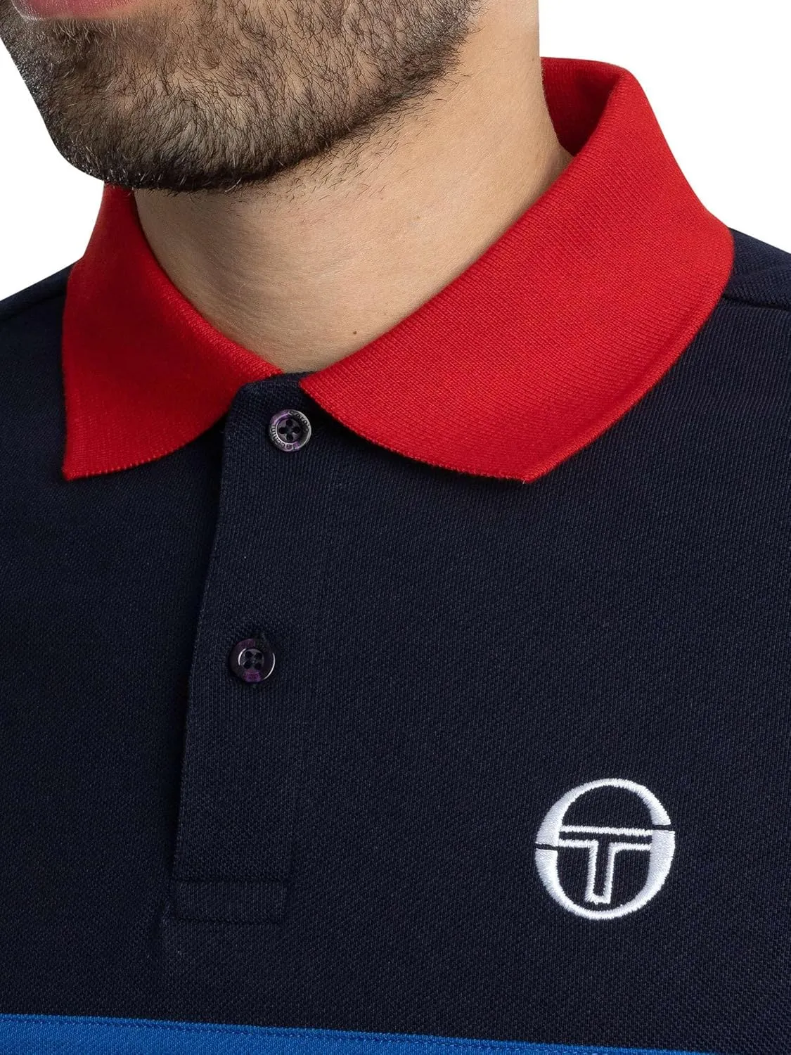 Sergio Tacchini Men's Supermac Polo Shirt, Maritime Blue/Adrenaline Rush/Nautical