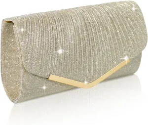 Shiny Sequin Envelope Clutch - Glitter Evening Bag with Chain for Wedding, Formal, Cocktail Party