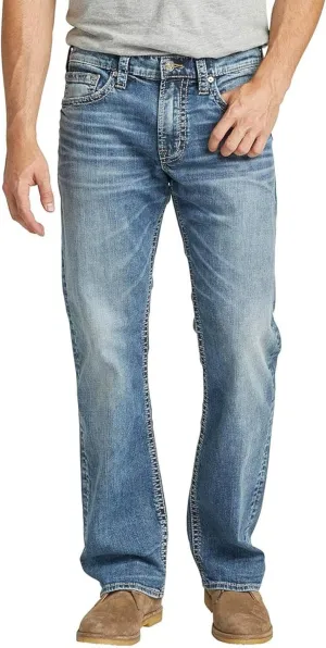 Silver Jeans Co. Men's Zac Relaxed Fit Straight Leg Jeans, Classic Dark Indigo, 34W x 34L