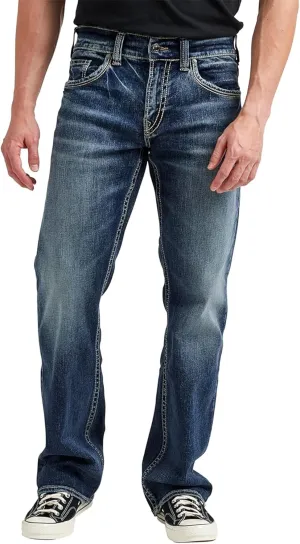Silver Jeans Co. Men's Zac Relaxed Fit Straight Leg Jeans, Medium Indigo SJB380, 36W x 30L
