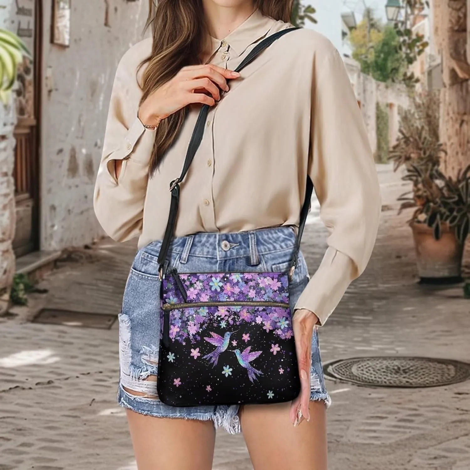 Soft PU Leather Shoulder Bag for Women Ladies Trendy Adjustable Shoulder Strap Purse Handbags with Muti Zip Pocket