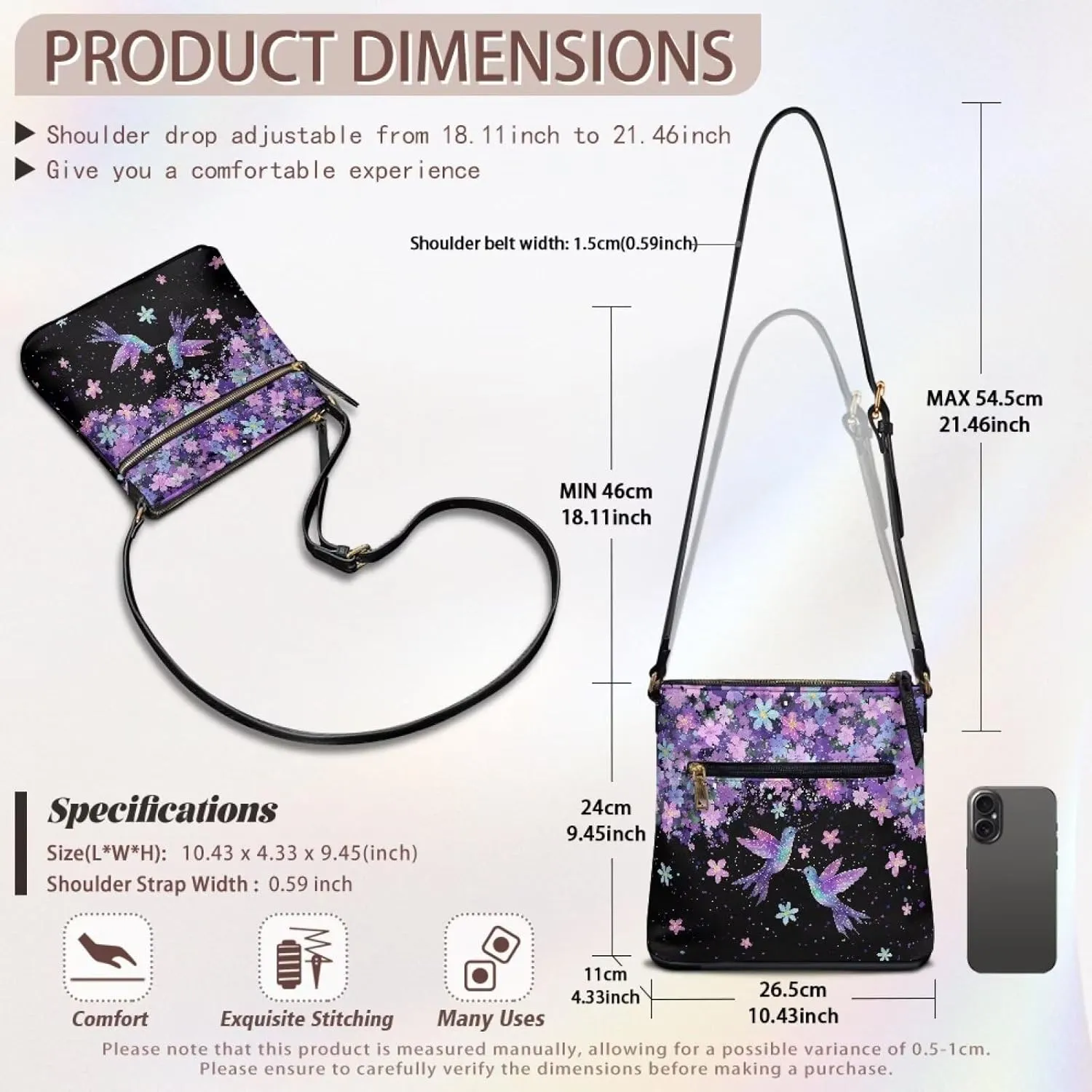 Soft PU Leather Shoulder Bag for Women Ladies Trendy Adjustable Shoulder Strap Purse Handbags with Muti Zip Pocket