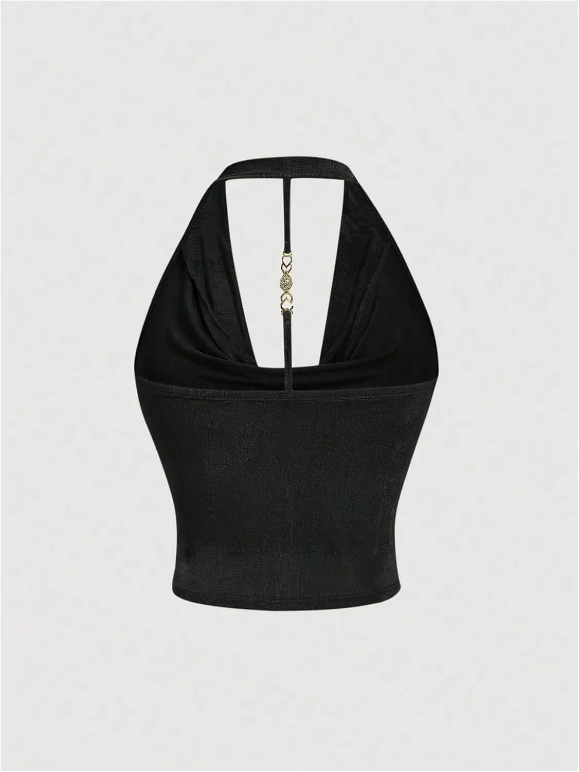 SOLY HUX Women's Plus Size Halter Draped Front Backless Tank Top Sleeveless Y2k Crop Tops