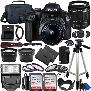 SSE Canon EOS 2000D (Rebel T7) DSLR Camera with EF-S 18-55mm f/3.5-5.6 Lens & Deluxe Accessory Bundle  Includes: 2X SanDisk Ultra 32GB SDHC Memory & So Much More