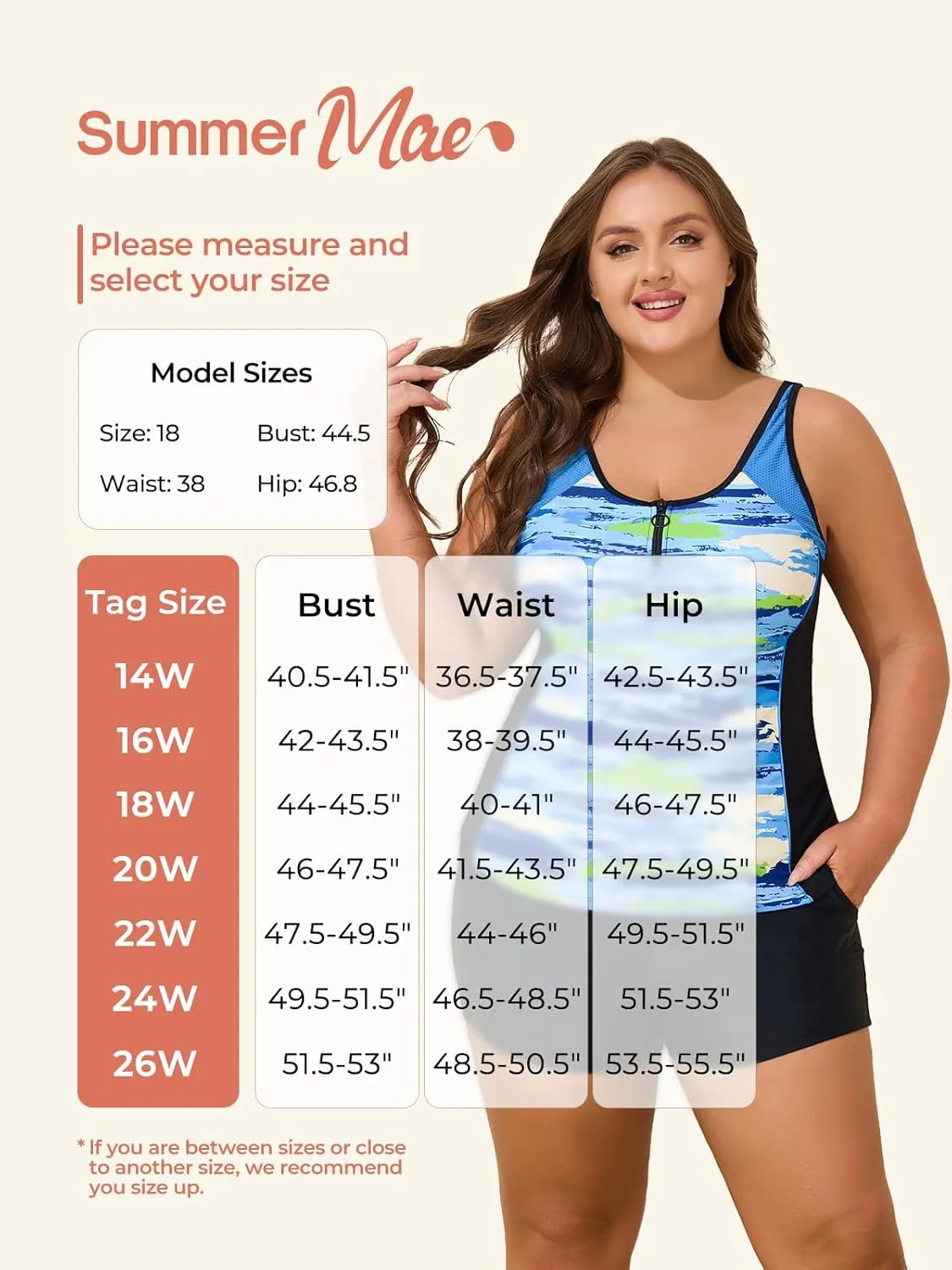Summer Mae Zip Front Plus Size Tankini Swimsuit Women Two Piece Sport Bathing Suit with Pockets Shorts Tummy Control Swimwear