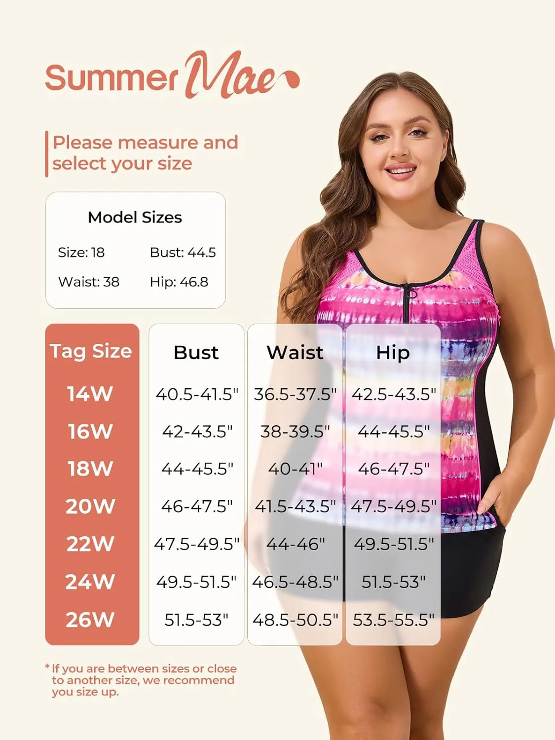 Summer Mae Zip Front Plus Size Tankini Swimsuit Women Two Piece Sport Bathing Suit with Pockets Shorts Tummy Control Swimwear