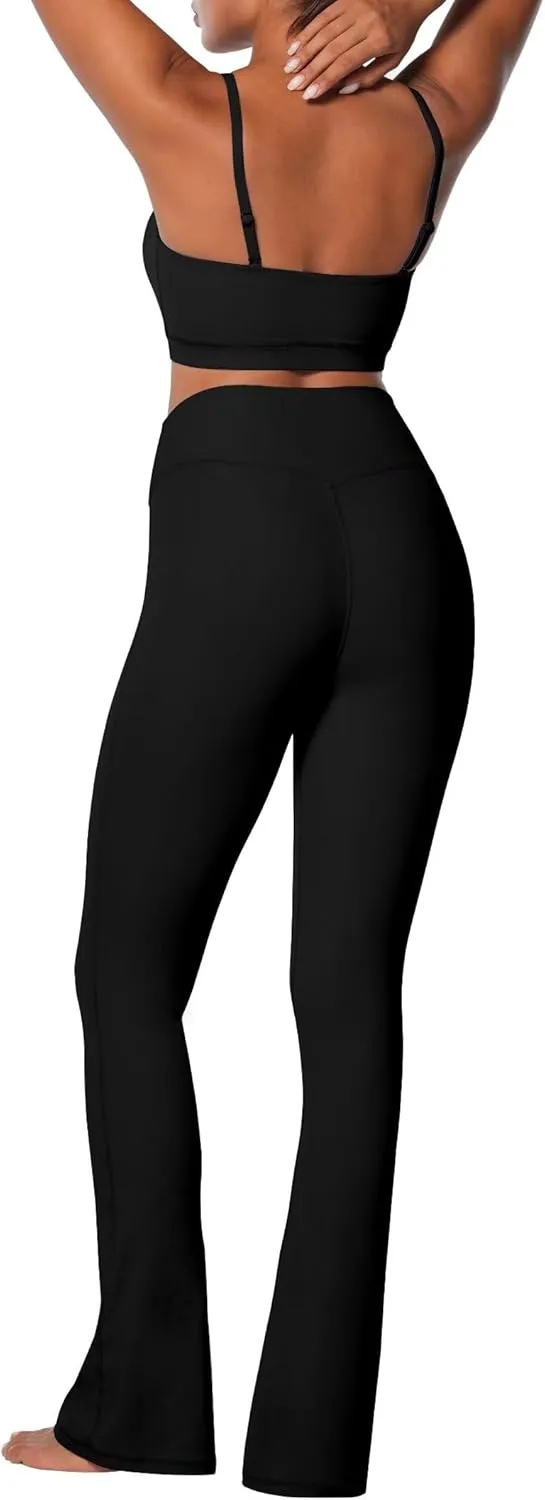 Sunzel High Waist Mini Flared Leggings for Women, Tummy Control Casual Flare Yoga Pants for Yoga Workout Gym