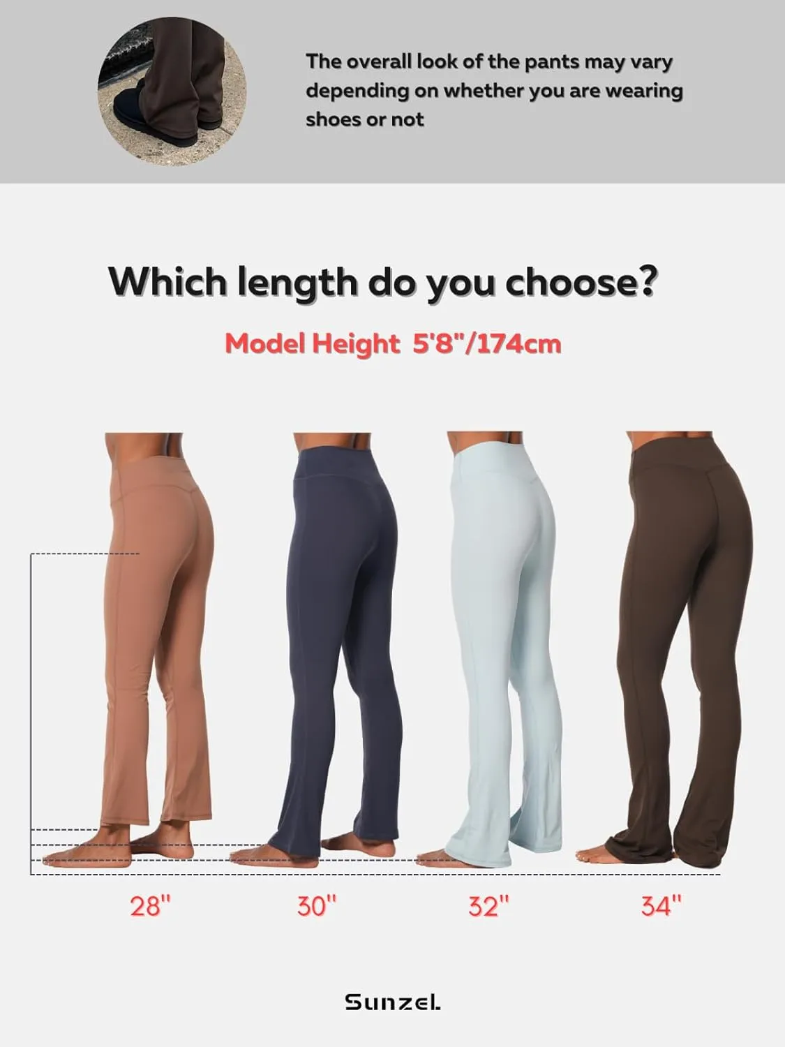 Sunzel High Waist Mini Flared Leggings for Women, Tummy Control Casual Flare Yoga Pants for Yoga Workout Gym