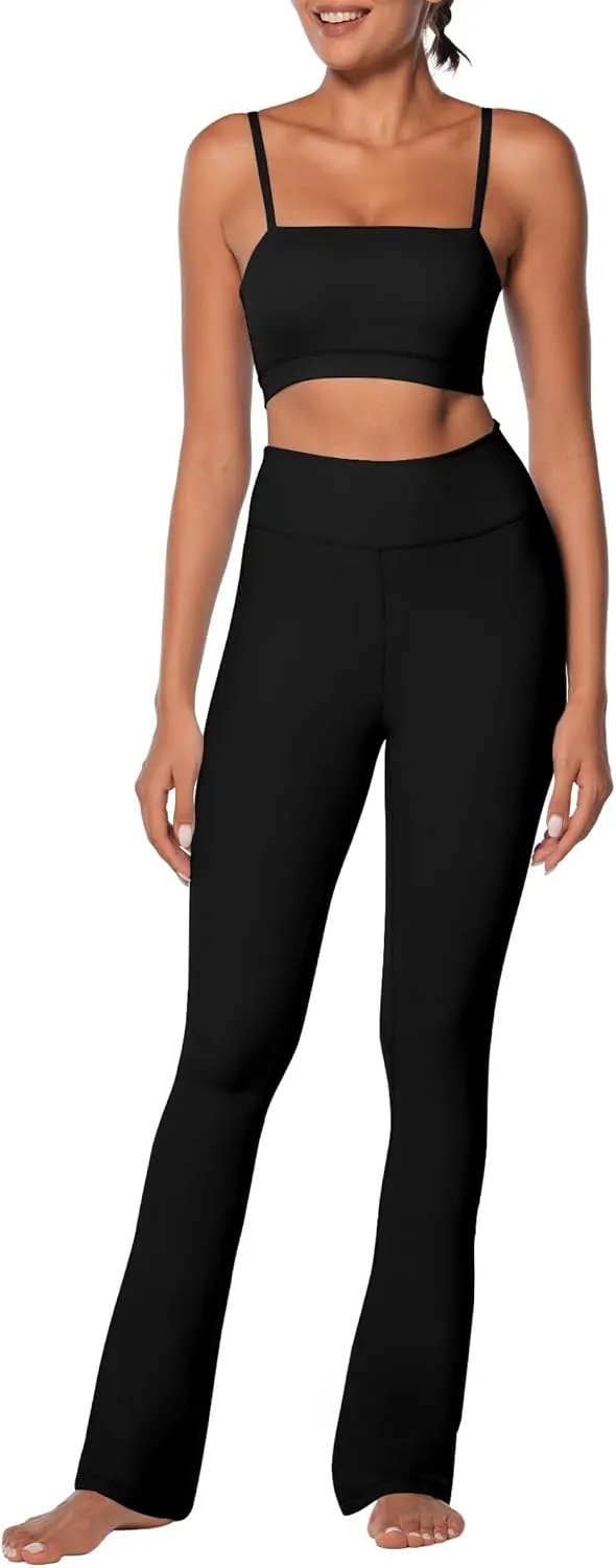 Sunzel High Waist Mini Flared Leggings for Women, Tummy Control Casual Flare Yoga Pants for Yoga Workout Gym