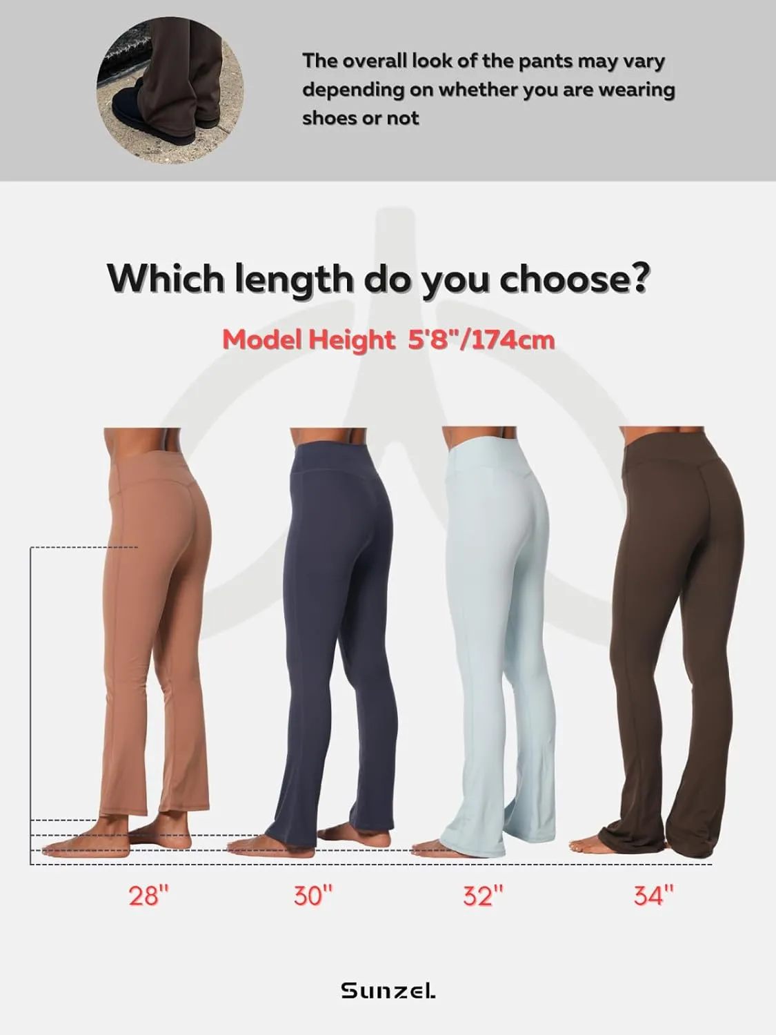 Sunzel High Waist Mini Flared Leggings for Women, Tummy Control Casual Flare Yoga Pants for Yoga Workout Gym