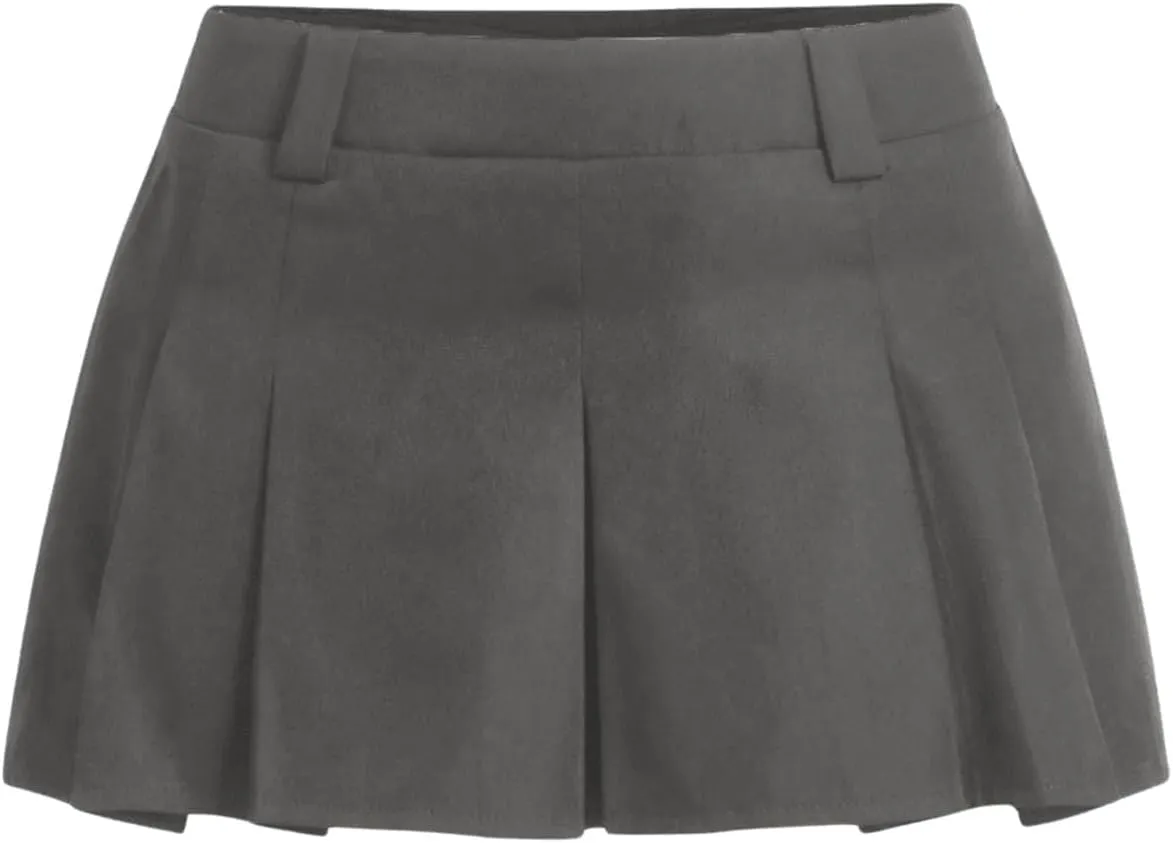 SweatyRocks Women's Low Waist Pleated Mini Skirt A Line Ruffled Skater Skirts