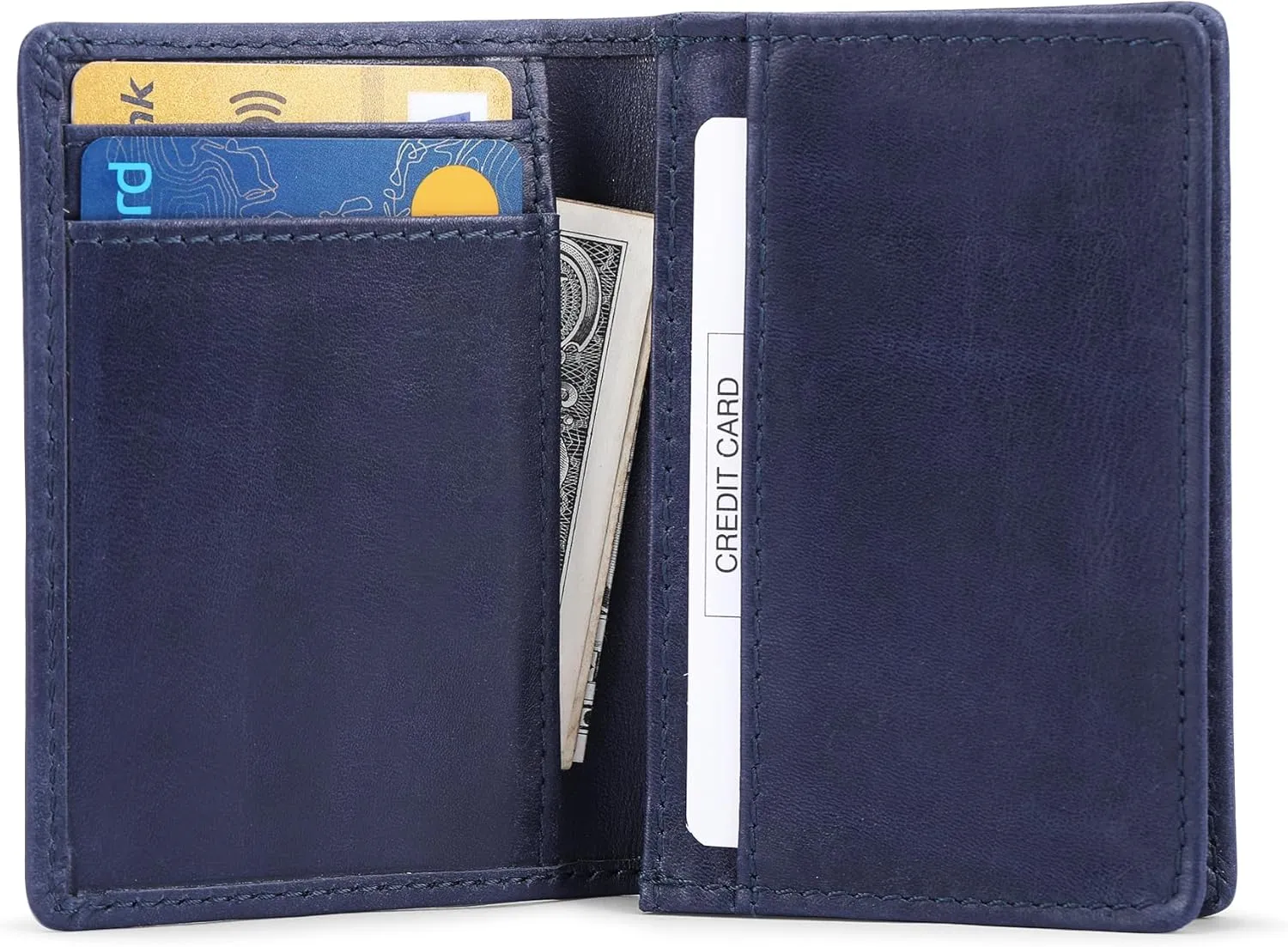 The Antiq Premium Leather Card Wallet, RFID Blocking Expandable Business Card Case, Bifold Card Holder for Men and Women, Men's Purse, Wallet for Men (Business Card Wallet, Blue)
