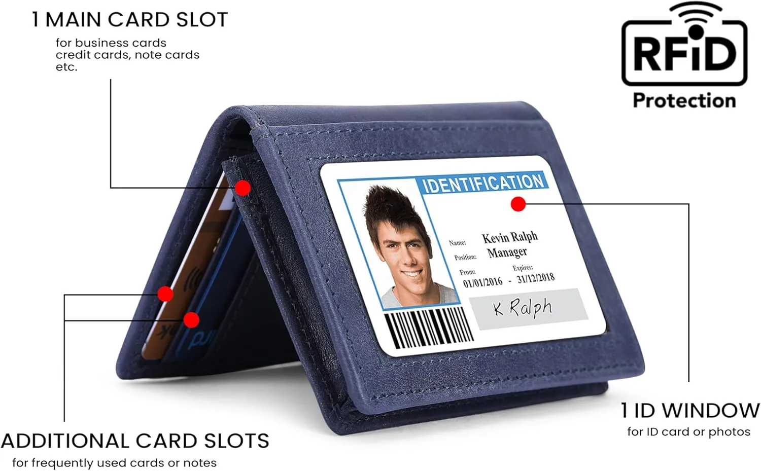 The Antiq Premium Leather Card Wallet, RFID Blocking Expandable Business Card Case, Bifold Card Holder for Men and Women, Men's Purse, Wallet for Men (Business Card Wallet, Blue)