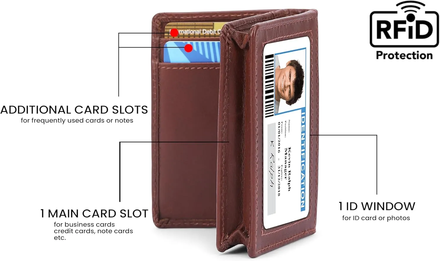 The Antiq Premium Leather Card Wallet, RFID Blocking Expandable Business Card Case, Bifold Card Holder for Men and Women, Men's Purse, Wallet for Men (Business Card Wallet, Tan)