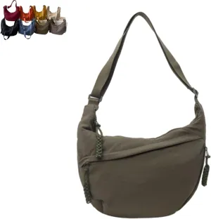 Thepinkgalaxy Women's Fashion Plain Color Nylon Crossbody Hobo Bag, Cute Multi Pocket Sling Crescent Travel Size Purse