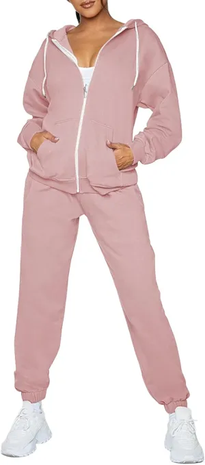 TOLENY Women's 2 Piece Workout Sets Tracksuit Hooded Sweatshirt and Long Jogger Pants Sweatsuit Outfits