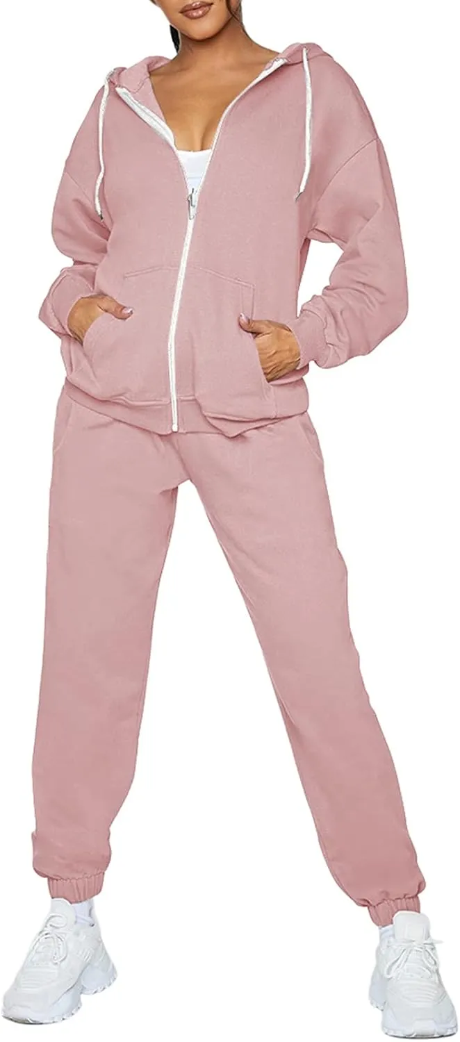 TOLENY Women's 2 Piece Workout Sets Tracksuit Hooded Sweatshirt and Long Jogger Pants Sweatsuit Outfits