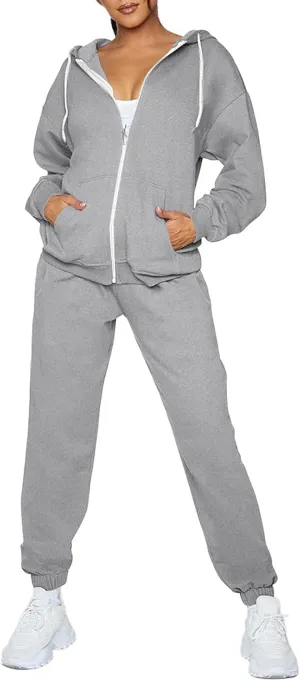 TOLENY Women's 2 Piece Workout Sets Tracksuit Hooded Sweatshirt and Long Jogger Pants Sweatsuit Outfits