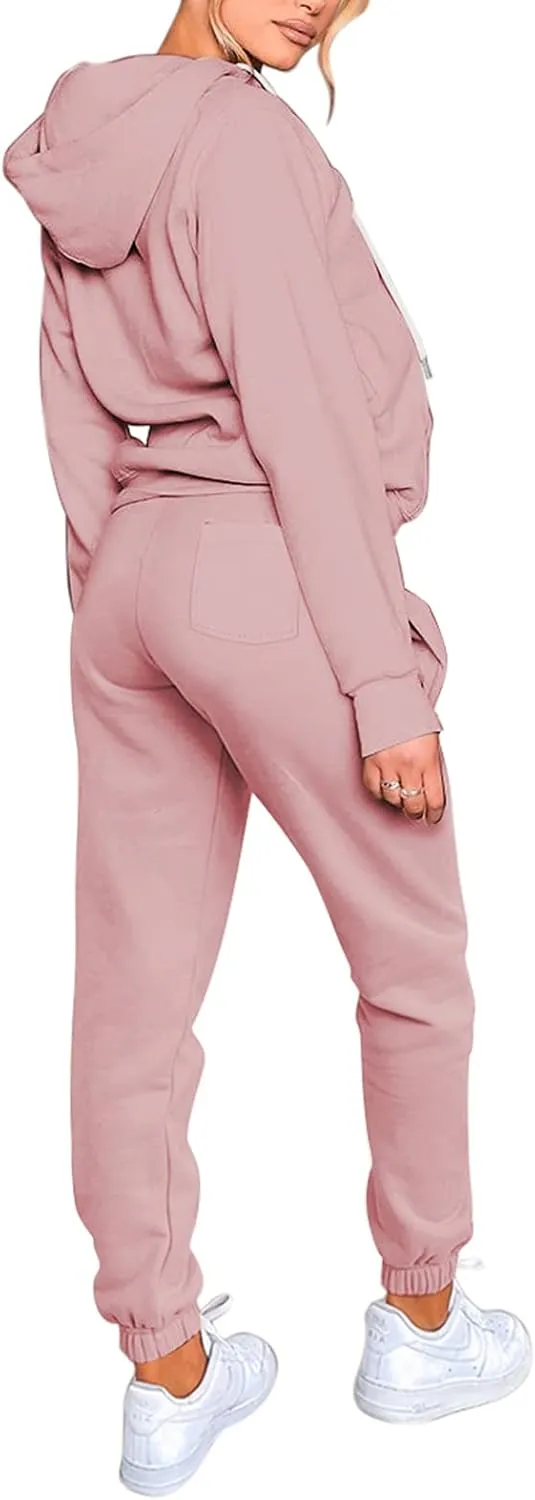 TOLENY Women's 2 Piece Workout Sets Tracksuit Hooded Sweatshirt and Long Jogger Pants Sweatsuit Outfits