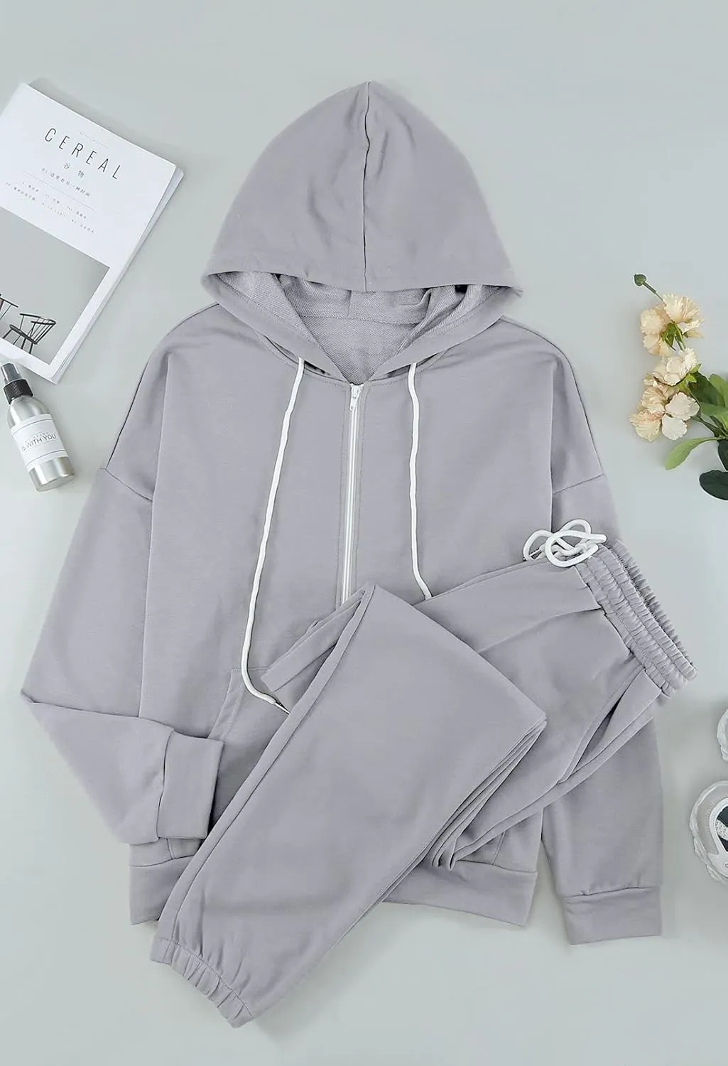 TOLENY Women's 2 Piece Workout Sets Tracksuit Hooded Sweatshirt and Long Jogger Pants Sweatsuit Outfits