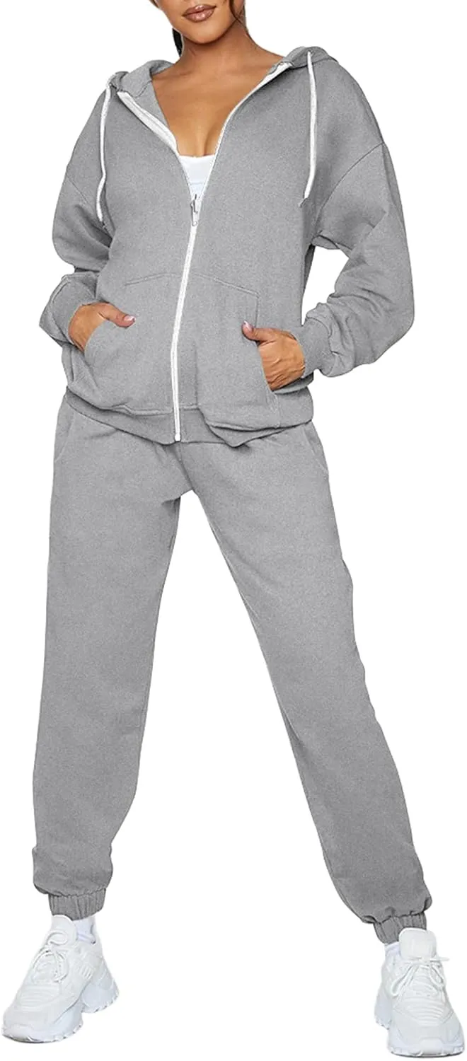 TOLENY Women's 2 Piece Workout Sets Tracksuit Hooded Sweatshirt and Long Jogger Pants Sweatsuit Outfits
