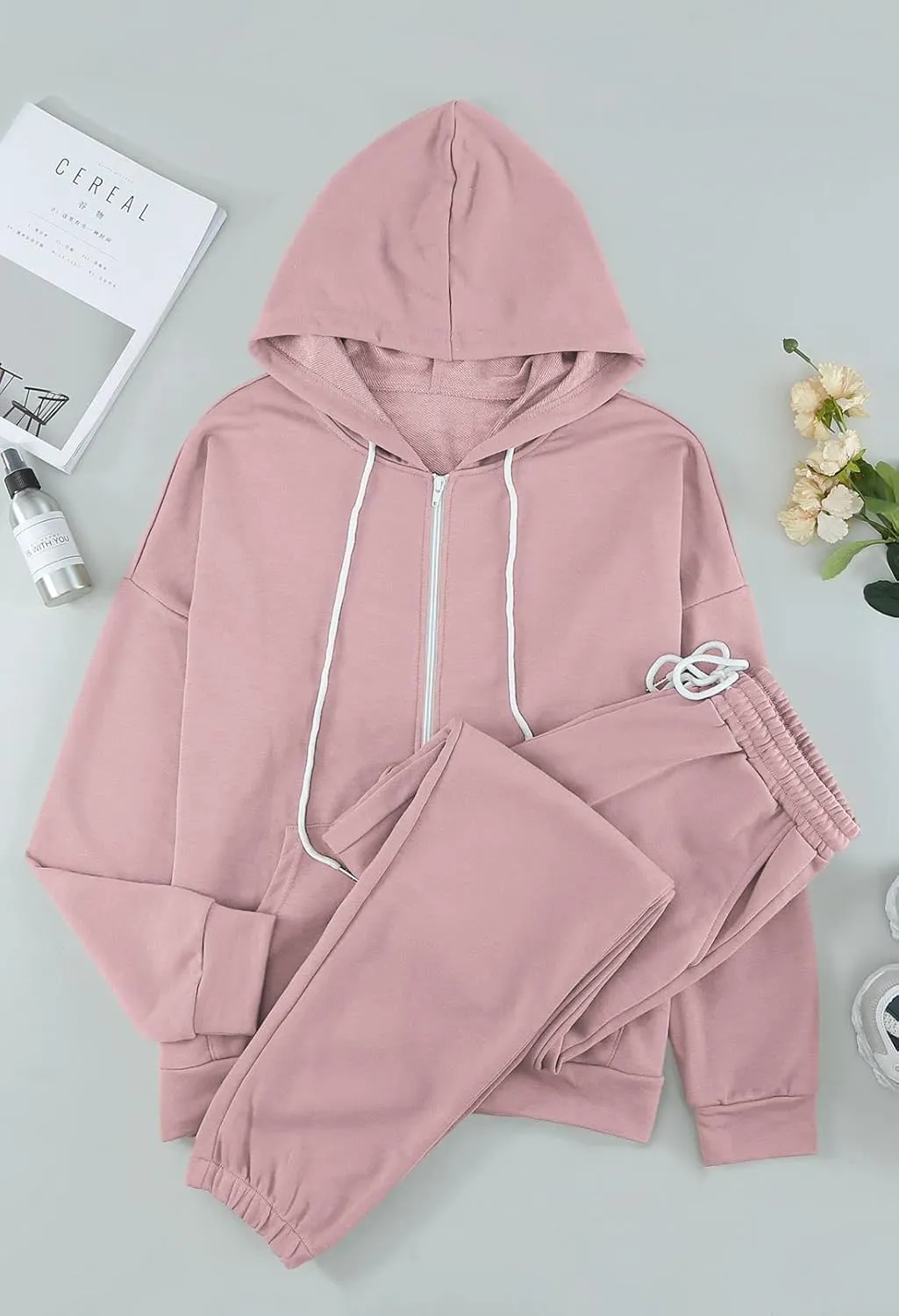 TOLENY Women's 2 Piece Workout Sets Tracksuit Hooded Sweatshirt and Long Jogger Pants Sweatsuit Outfits