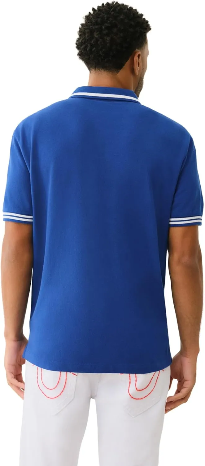 True Religion Men's SS Buddha Patch Polo | Short Sleeve Polo Shirt with Buddha Logo