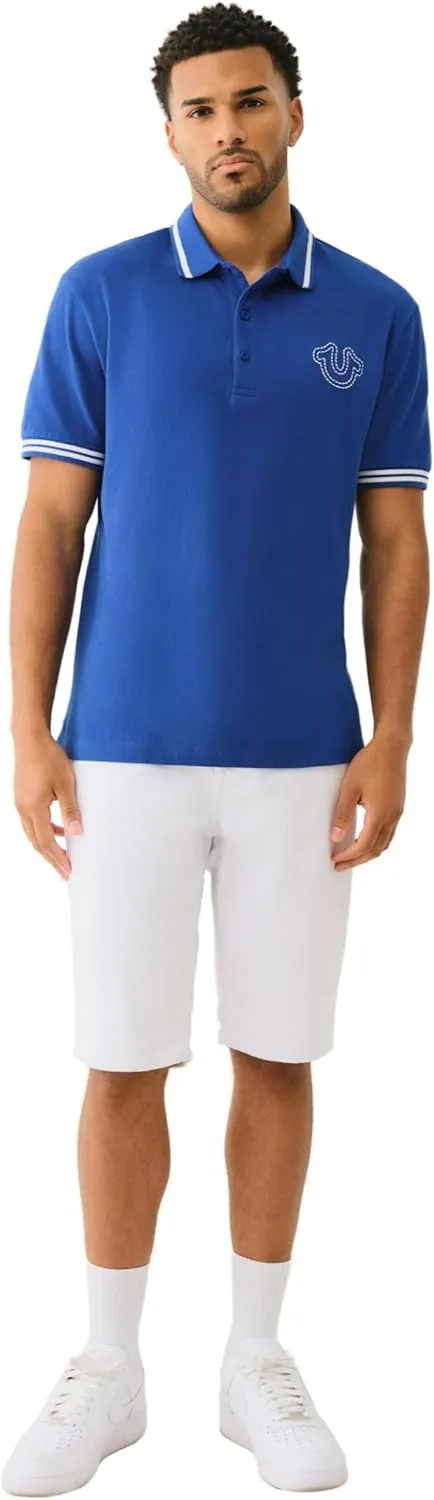 True Religion Men's SS Buddha Patch Polo | Short Sleeve Polo Shirt with Buddha Logo