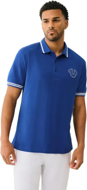 True Religion Men's SS Buddha Patch Polo | Short Sleeve Polo Shirt with Buddha Logo