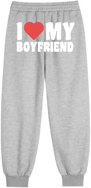 Unisex I Love My Boyfriend&I Love My Girlfriend Sweatpants Valentine's Day Gift Merch Clothing