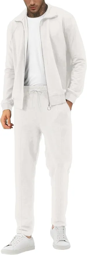 UOUA Mens 2 Piece Tracksuit Sets Casual Sweat Suits Outfit Full-Zip Jacket Jogging Pants Set for Sport Athletic