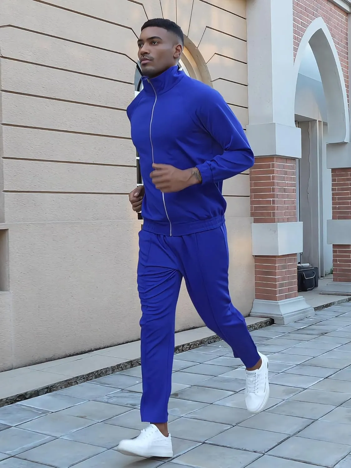 UOUA Mens 2 Piece Tracksuit Sets Casual Sweat Suits Outfit Full-Zip Jacket Jogging Pants Set for Sport Athletic