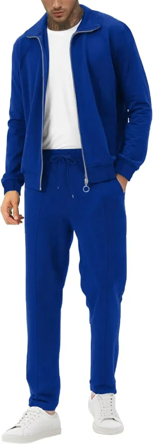 UOUA Mens 2 Piece Tracksuit Sets Casual Sweat Suits Outfit Full-Zip Jacket Jogging Pants Set for Sport Athletic