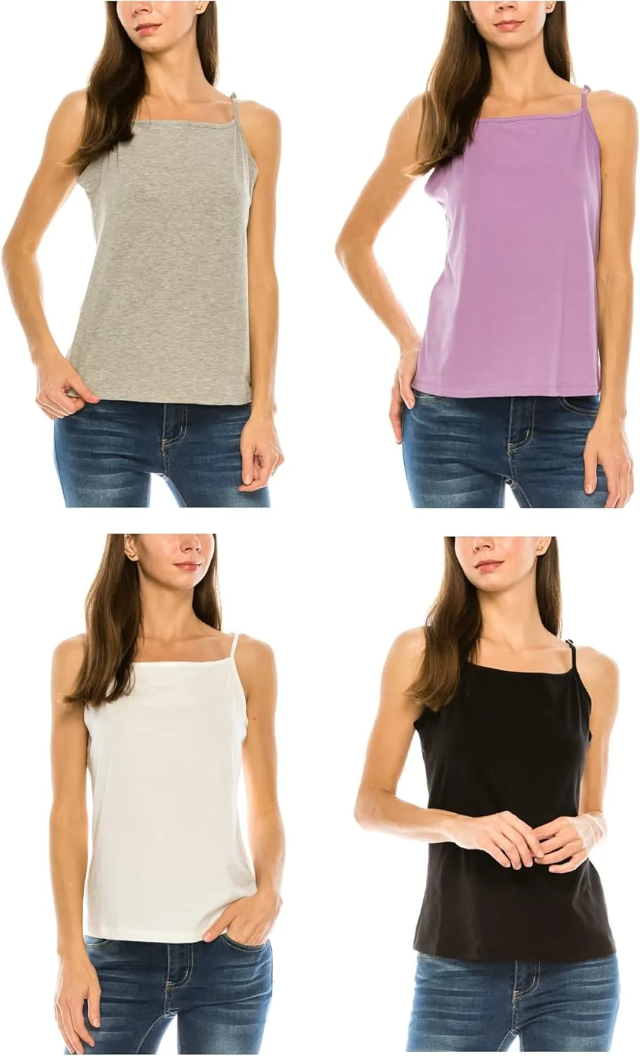 Urban Diction 4 Pack Women's Loose Scoop Neck Sleeveless Tank Top