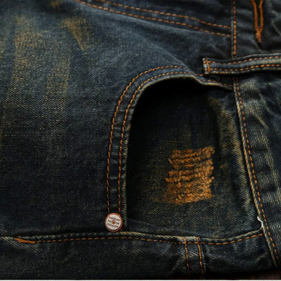 utcoco Men's Slim Fit Mid Waist Straight Leg Ripped Distressed Holes Classic Denim Patches Jeans