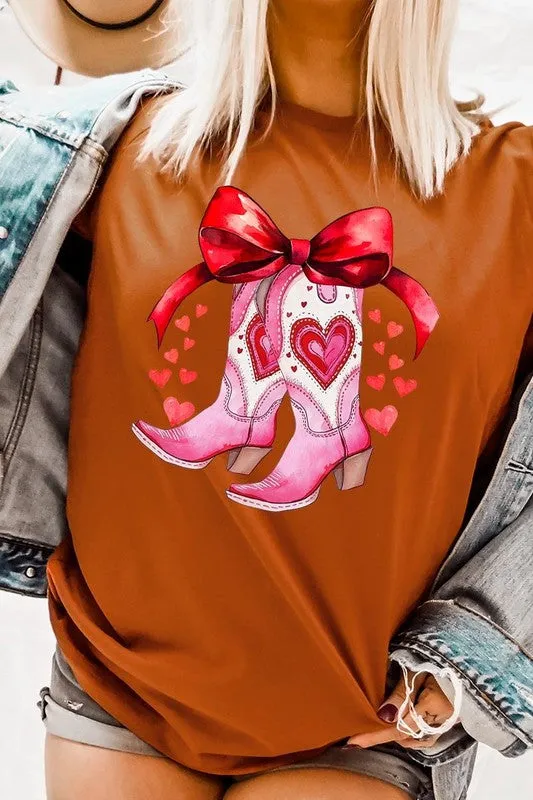 Valentine Cowgirl Boots Graphic Tee
