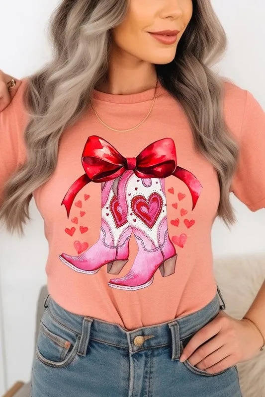 Valentine Cowgirl Boots Graphic Tee